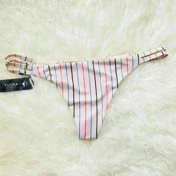 Tavik  Horizon Stripe Tapioca Vine Bikini L NWT - Picture 6 of 7